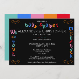 Wir Liebe Sie zum Mond & zurück LGBTQ+ Babydusche Einladung