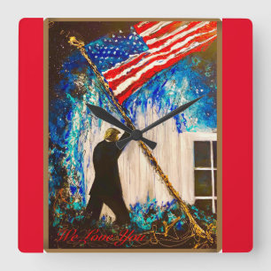 Wir Liebe Trump Clock Quadratische Wanduhr