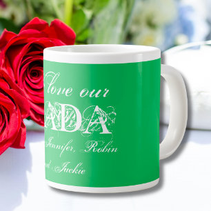 Wir Liebe Unser Dada Niedlich Personalisiert Grün  Jumbo-Tasse