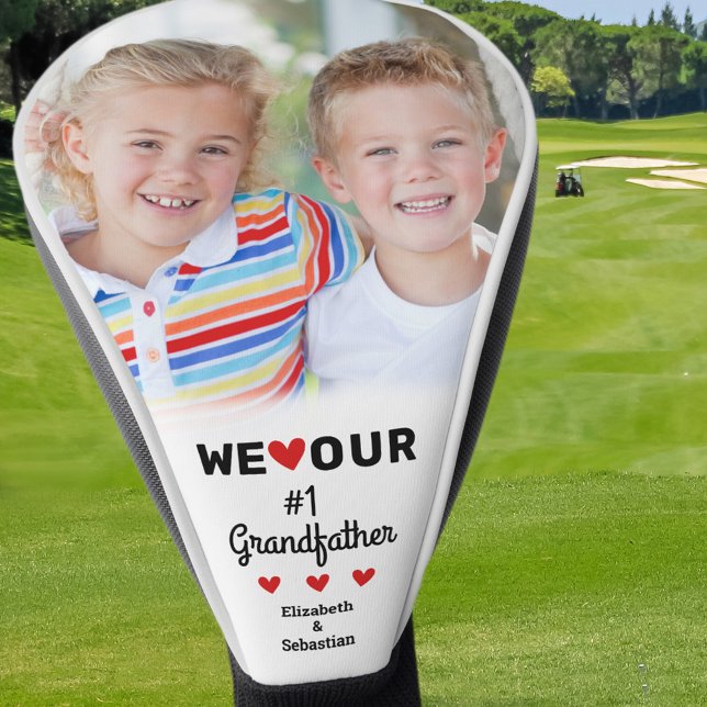 Wir Liebe unser Großvater Foto Name Großkinder Golf Headcover (We love our Grandfather Photo Name Grandchildren Golf Head Cover)