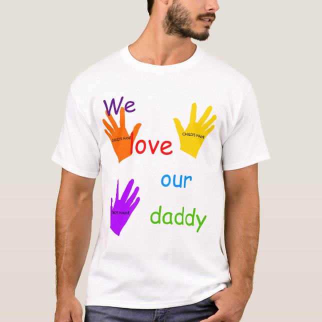 Wir Liebe unser T - Shirt des Vati-(3 Kinder) (Vorderseite)