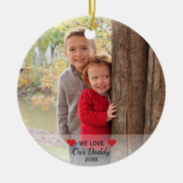 Wir Liebe unser Vater | Herz & 2 Fotos Weihnachten Keramikornament