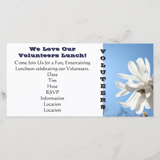 Wir Liebe unsere VOLUNTEERS Lunch Einladungen Dank (Vorderseite)