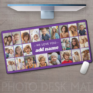 Wir lieben dich Add Name - 23 Foto-Collage Schreibtischunterlage