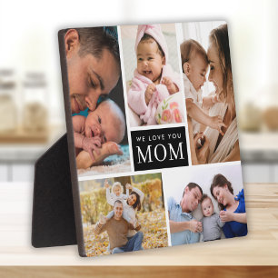 Wir lieben dich Mama 5 Foto-Collage schwarzer Farb Fotoplatte