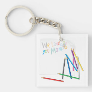 Wir lieben dich, Mama, handgezeichnete Crayon-Kuns Schlüsselanhänger