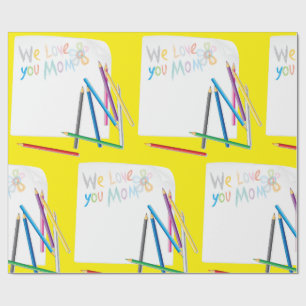 Wir lieben dich, Mama, handgezeichnete Wachsmalkun Geschenkpapier
