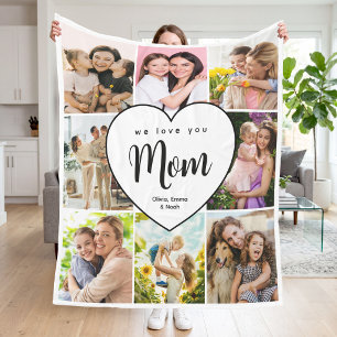 Wir lieben dich Mama Personalisierte 8-Foto-Collag Fleecedecke