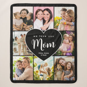 Wir lieben dich Mama Personalisierte 8-Foto-Collag Sherpadecke
