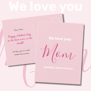 Wir lieben dich Mama Rosa Einfach Minimalistisch Postkarte