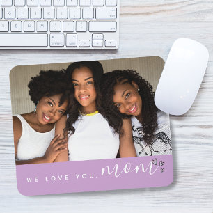 Wir lieben dich, Mama Typography Foto Lila Mousepad