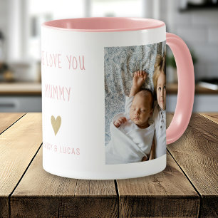 Wir lieben dich Mummy 2 Foto Personalisiert Rosa Tasse