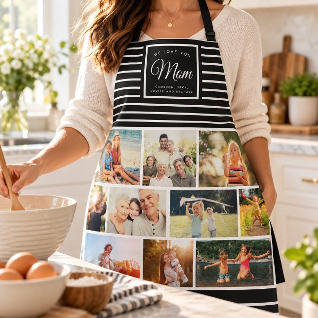 WIR LIEBEN DICH MUTTER Familienfoto-Collage-Script Schürze (Von Creator hochgeladen)