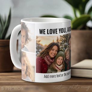 Wir lieben dich - Name einfügen - 5 Fotos Collage Kaffeetasse