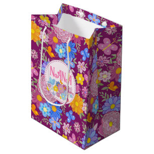 Wir lieben dich Nana Wildblumen BOHO Personalisier Mittlere Geschenktüte