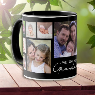 Wir lieben dich Oma 13 Fotocollage Schwarz   Tasse