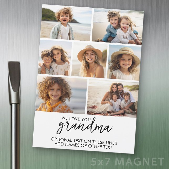 Wir lieben dich Oma 7 Foto-Collage Moderner Magnet (Photo Magnet - 5x7 size)