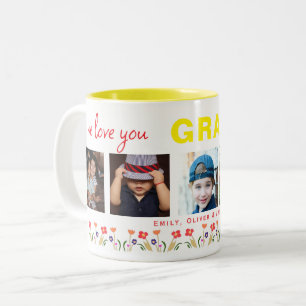 Wir lieben dich Oma Blumen 5 Fotos Andenken Zweifarbige Tasse
