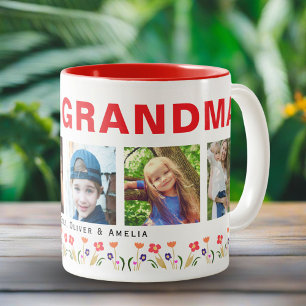 Wir lieben dich Oma Blumen 5 Fotos Andenken Zweifarbige Tasse