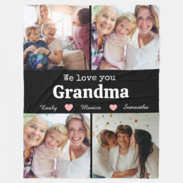 Wir lieben dich Oma elegante Schrift 4Foto Andenke Fleecedecke