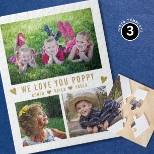 Wir lieben dich Oma Enkelkinder Namen 3 Fotocollag Puzzle