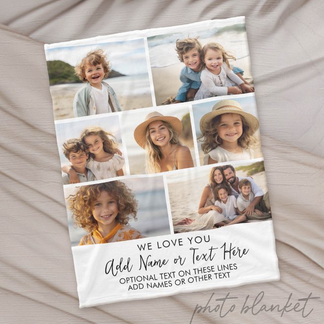 Wir lieben dich Oma oder Opa - 7 Foto-Collage Fleecedecke (Custom Photo Blanket - Makes a Great Gift)