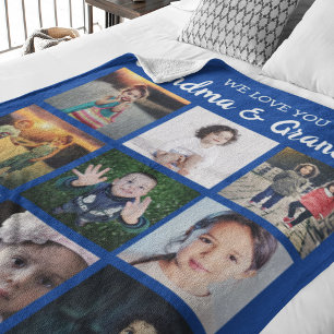 Wir lieben dich Oma und Opa Foto Collage Fleecedecke