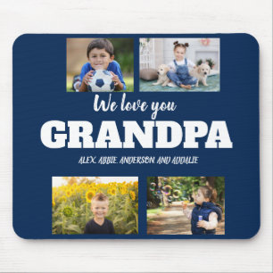 Wir lieben dich Opa 4 Foto Navy Blau Mousepad