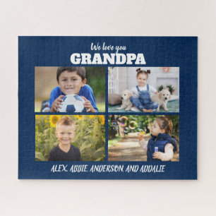 Wir lieben dich Opa 4 Foto Navyblau 16x20 Puzzle