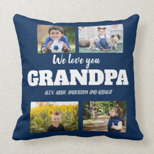 Wir lieben dich Opa Navy Blau 4 Foto Collage Kissen