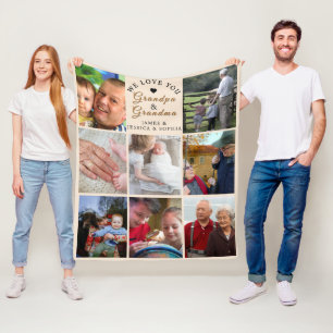 Wir lieben dich Opa & Oma – Individuelle 8-Fotos Fleecedecke