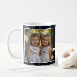 Wir lieben dich Papa 2 Foto Custom Stripe Modern P Kaffeetasse
