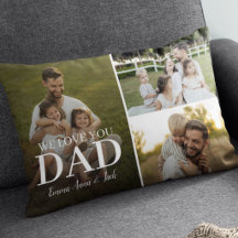 Wir lieben dich, Papa 3-Foto-Kollage Lendenkissen
