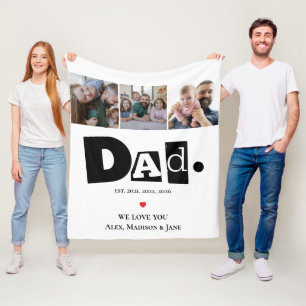 Wir lieben dich Papa 3 Kinder Foto Collage Namen H Fleecedecke