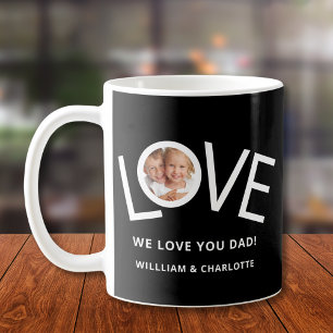 Wir lieben dich Papa Foto Schwarz Kaffeetasse