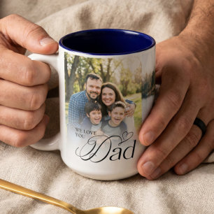 Wir lieben dich Papa Fotocollage Vatertag Andenken Zweifarbige Tasse