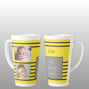Wir lieben dich Papa gelb und schwarz mit Fotos Milchtasse