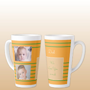 Wir lieben dich Papa orange und grün mit Fotos Milchtasse