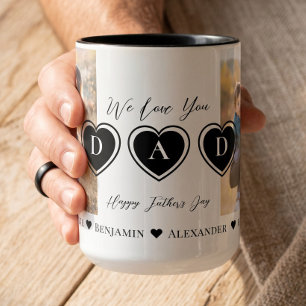 Wir lieben dich, Papa - Personalisierte Fotocollag Zweifarbige Tasse