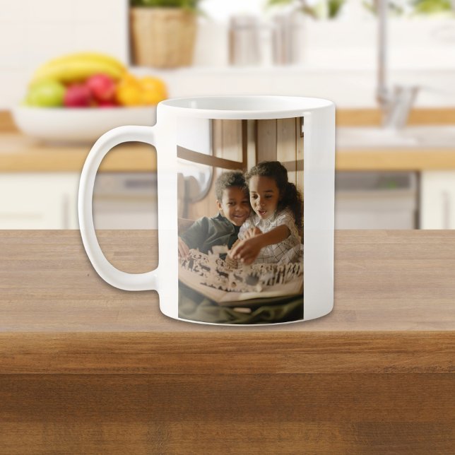 Wir lieben dich Papa Simple Script Foto Kaffeetasse (We Love You Papa Photo Mug)