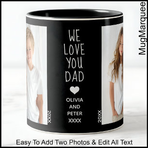 Wir lieben dich, Papa, zwei Fotos, benutzerdefinie Zweifarbige Tasse