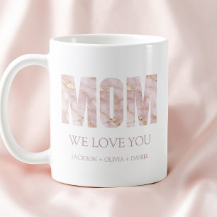 Wir lieben dich Pink Marble Moderne Typografie Mam Kaffeetasse