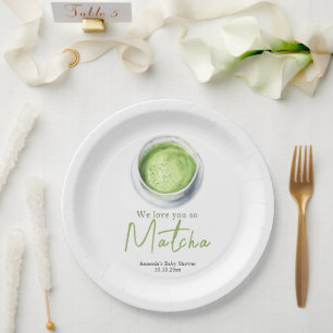 Wir lieben dich so Matcha Baby Shower Pappteller