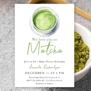 Wir lieben dich so sehr Matcha Baby Shower Einladung