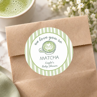 Wir lieben dich so sehr Matcha Grüntee-Baby-Party Runder Aufkleber