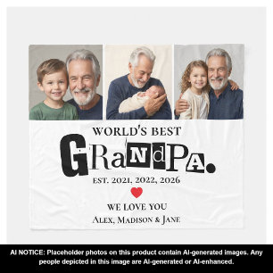 Wir lieben dich World's Best Grandpa Grankids Foto Fleecedecke