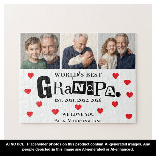 Wir lieben dich World's Best Grandpa Grankids Foto Puzzle