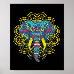Wir Lieben Elefanten Elefant Mandala Muster Indi Poster