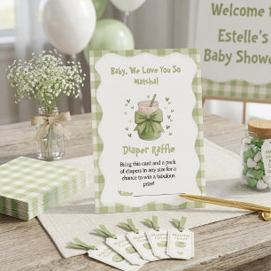Wir lieben euch so Matcha Gingham Windel-Raffle Begleitkarte