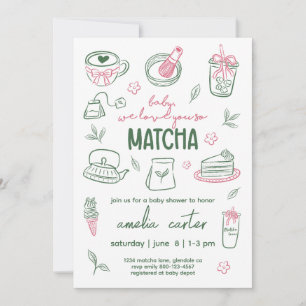 Wir lieben euch so sehr Matcha Baby Shower Grüner Einladung